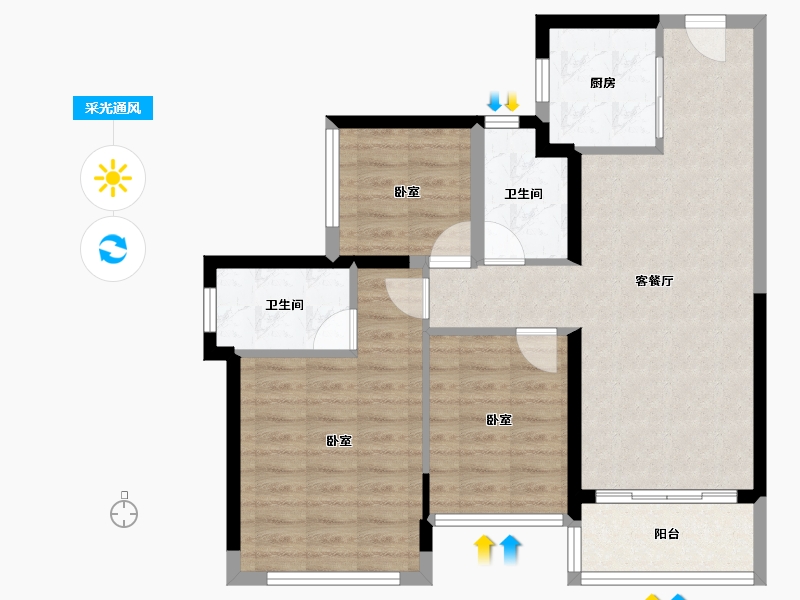 广东省-佛山市-龙光玖龙臺-78.00-户型库-采光通风