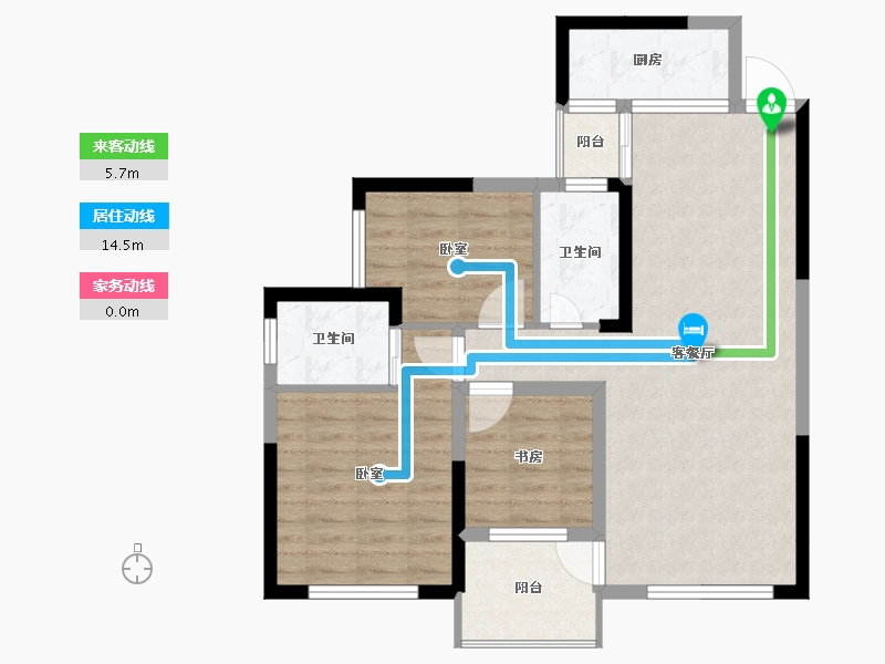 湖南省-长沙市-天元国际公寓-81.11-户型库-动静线