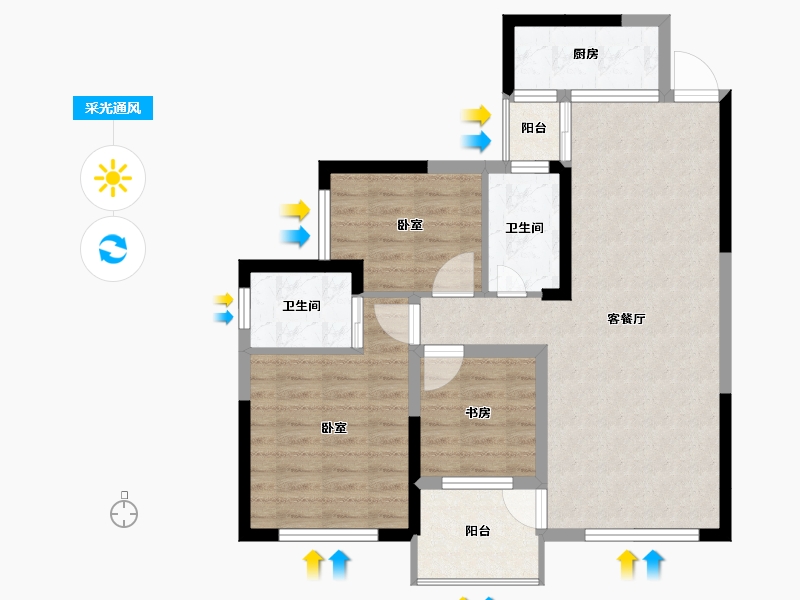 湖南省-长沙市-天元国际公寓-81.11-户型库-采光通风