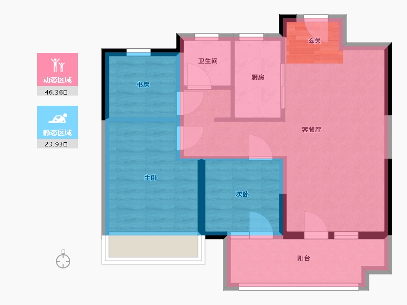 山东省-青岛市-蔚蓝天地-62.33-户型库-动静分区