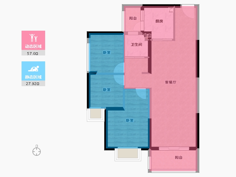 广东省-惠州市-碧桂园星钻-75.65-户型库-动静分区