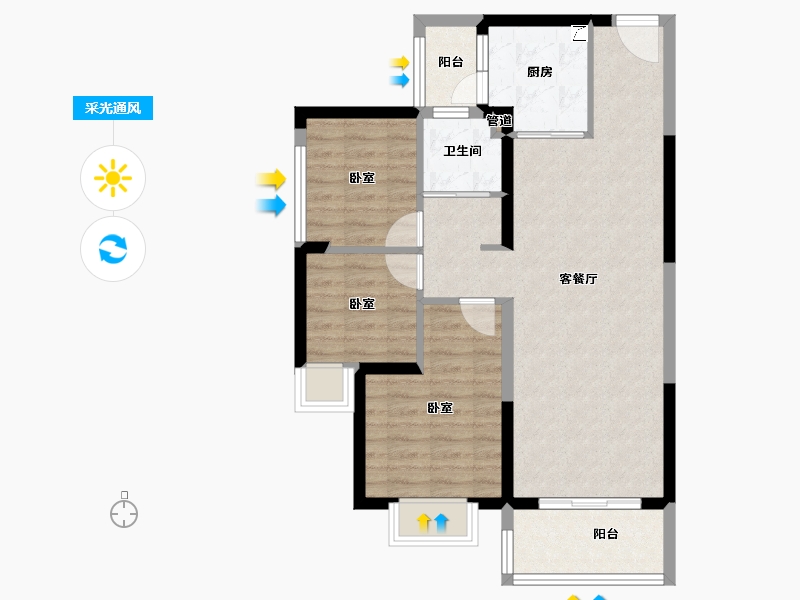 广东省-惠州市-碧桂园星钻-75.65-户型库-采光通风