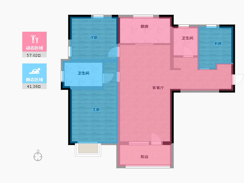 山东省-青岛市-蔚蓝天地-87.20-户型库-动静分区