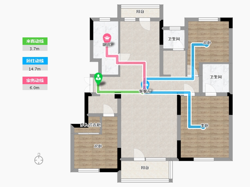 山东省-青岛市-蔚蓝天地-104.00-户型库-动静线