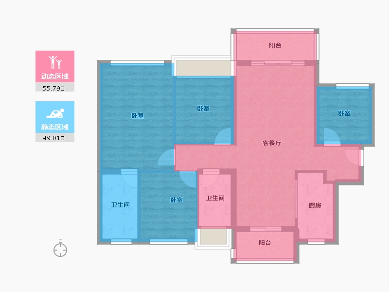 广东省-佛山市-龙光玖龙臺-93.81-户型库-动静分区