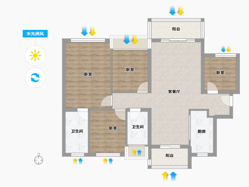 广东省-佛山市-龙光玖龙臺-93.81-户型库-采光通风