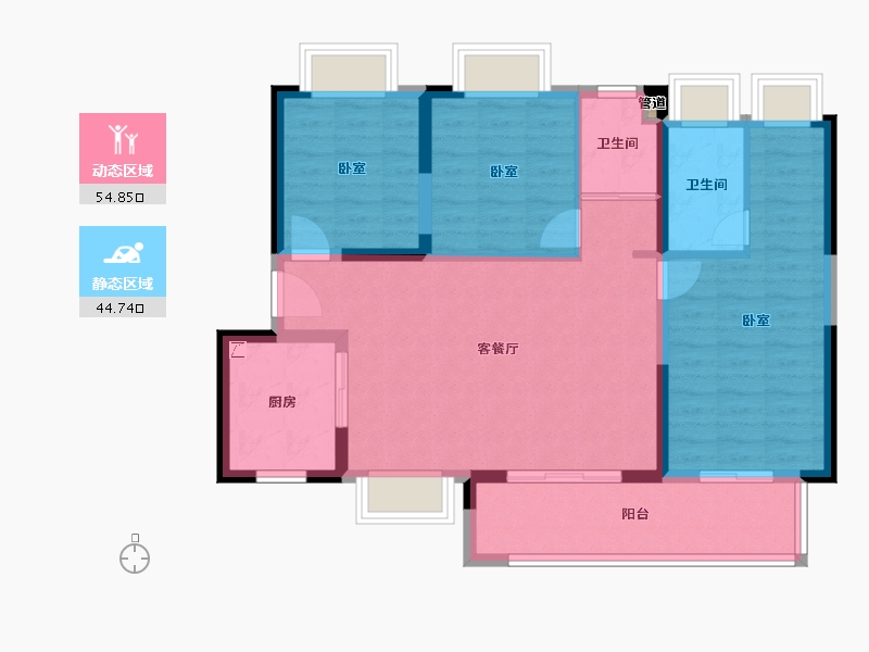 广东省-惠州市-碧桂园星钻-89.61-户型库-动静分区