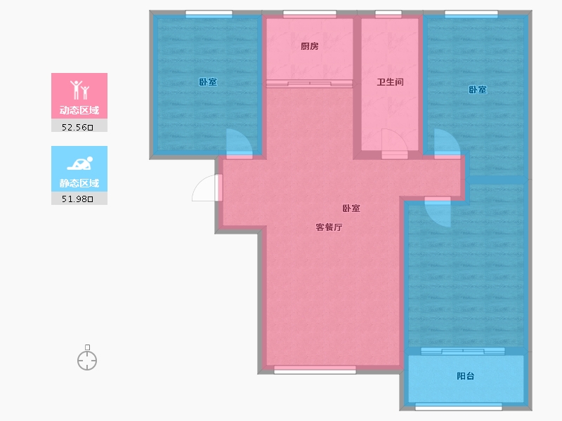 山东省-淄博市-水晶郦园-93.55-户型库-动静分区