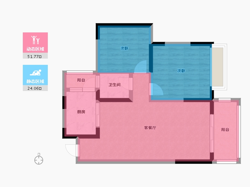 四川省-成都市-孔雀天成-67.41-户型库-动静分区