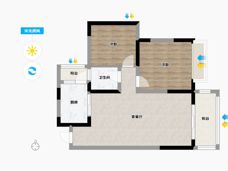 四川省-成都市-孔雀天成-67.41-户型库-采光通风