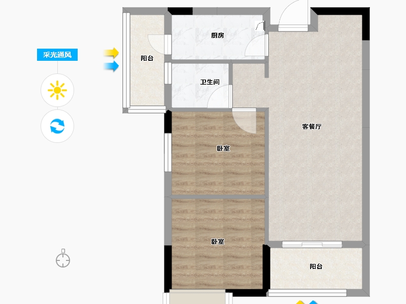 湖南省-岳阳市-状元星城.金辉湾-64.00-户型库-采光通风