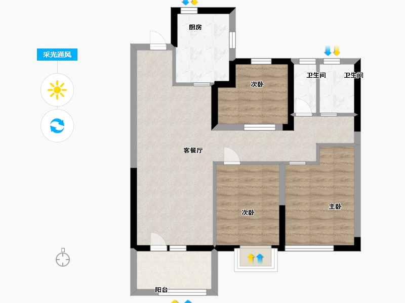 山东省-青岛市-通汇当代阅MOMΛ-71.19-户型库-采光通风