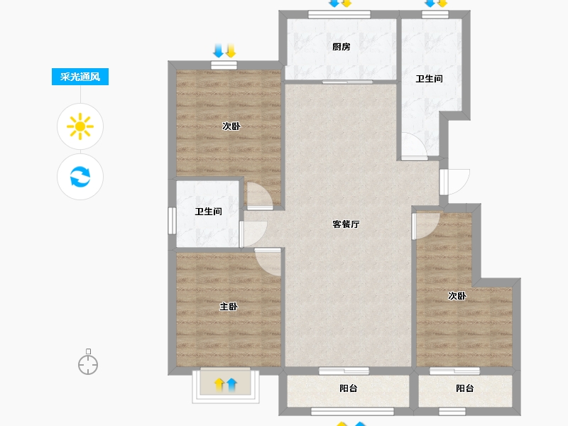 山东省-烟台市-丰金广场-89.68-户型库-采光通风