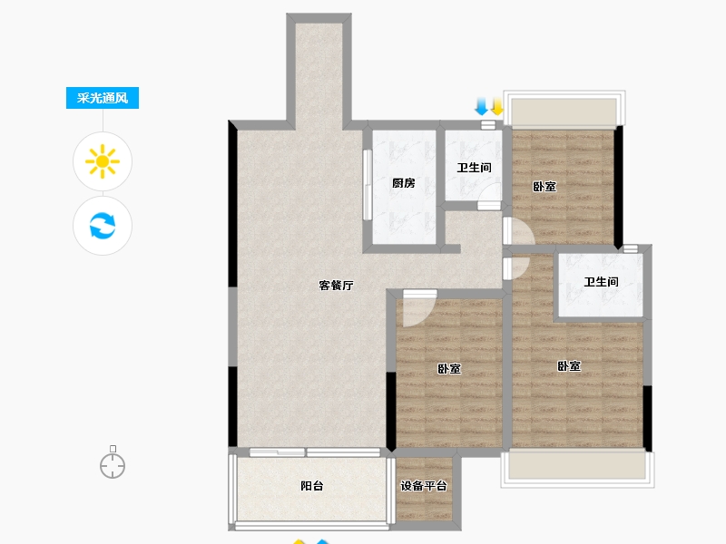 湖南省-衡阳市-国贸·前海湾-103.00-户型库-采光通风