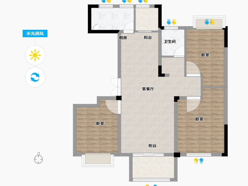 河南省-商丘市-顺鑫·满庭芳-103.47-户型库-采光通风