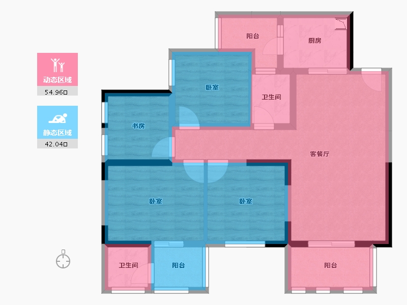 四川省-成都市-圣沅红星城市广场住宅-84.83-户型库-动静分区