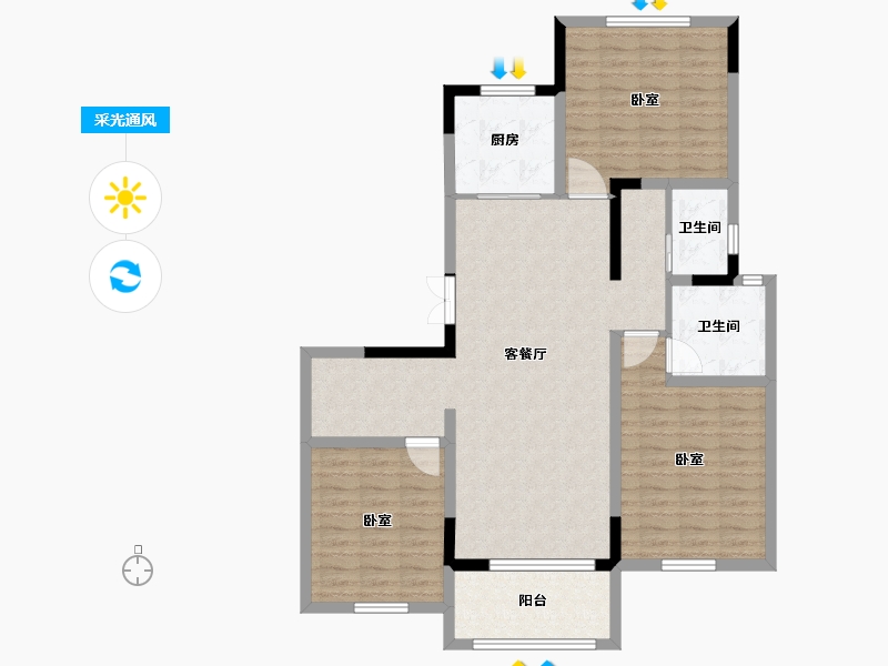 河南省-开封市-长基雁月湾-104.55-户型库-采光通风