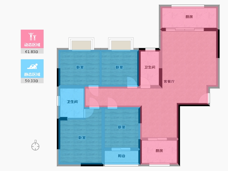 湖南省-衡阳市-凯旋·湖景水岸-99.39-户型库-动静分区