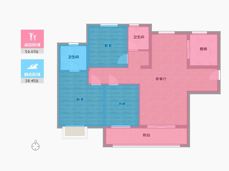 陕西省-西安市-清凉云晖-86.95-户型库-动静分区