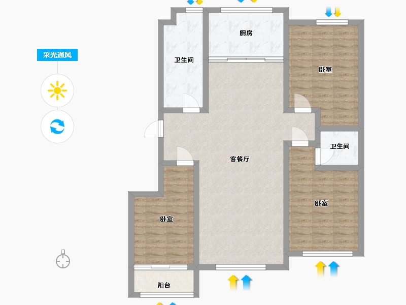 山东省-淄博市-金城·春华园-103.25-户型库-采光通风