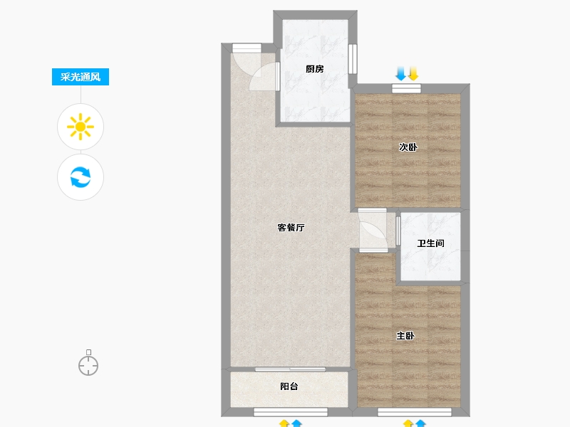 山东省-烟台市-丰金广场-56.86-户型库-采光通风