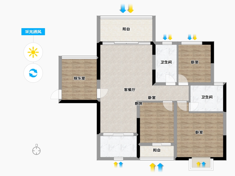 湖南省-衡阳市-凯旋·湖景水岸-101.08-户型库-采光通风