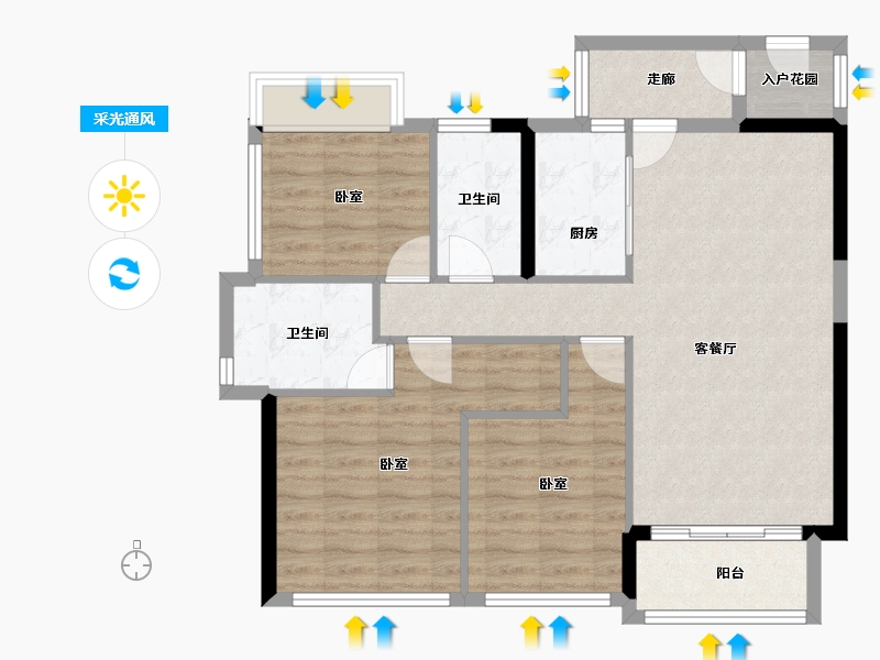 广东省-佛山市-泷景花园-88.20-户型库-采光通风