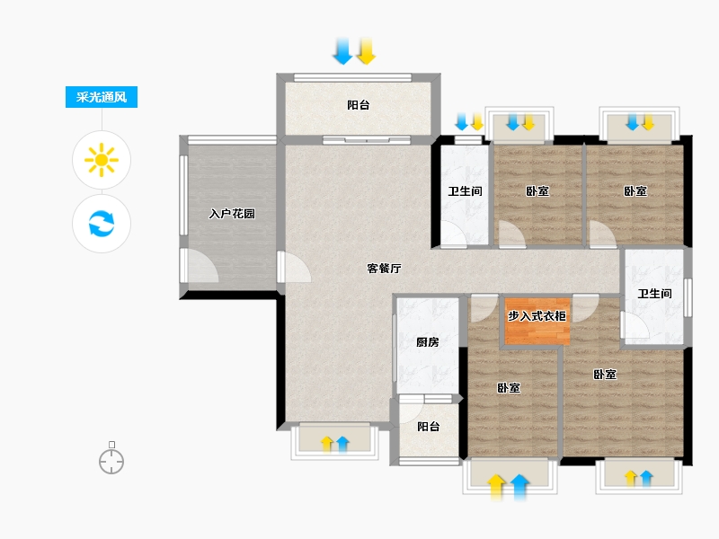 广东省-汕头市-铭荟花园-114.62-户型库-采光通风