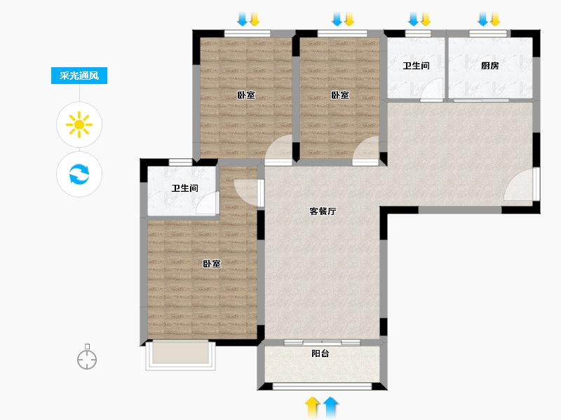 河南省-商丘市-河畔新城-110.02-户型库-采光通风