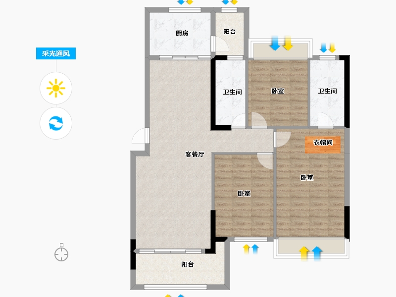 广东省-阳江市-源河·滨江花园-106.57-户型库-采光通风