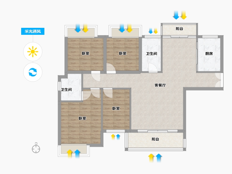 湖南省-郴州市-西苑8号-101.46-户型库-采光通风