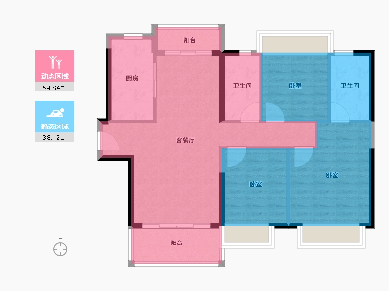 广东省-佛山市-泷景花园-84.00-户型库-动静分区