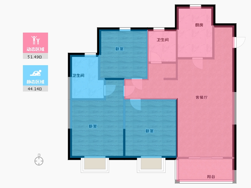 浙江省-嘉兴市-星罗城-87.00-户型库-动静分区