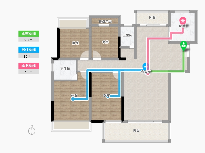 湖南省-衡阳市-国贸·前海湾-118.00-户型库-动静线