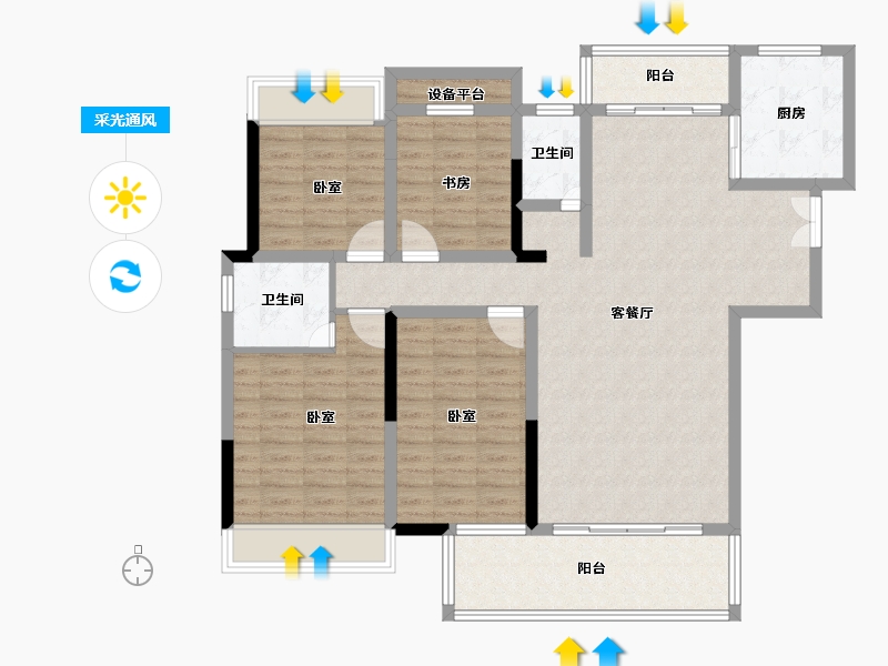 湖南省-衡阳市-国贸·前海湾-118.00-户型库-采光通风