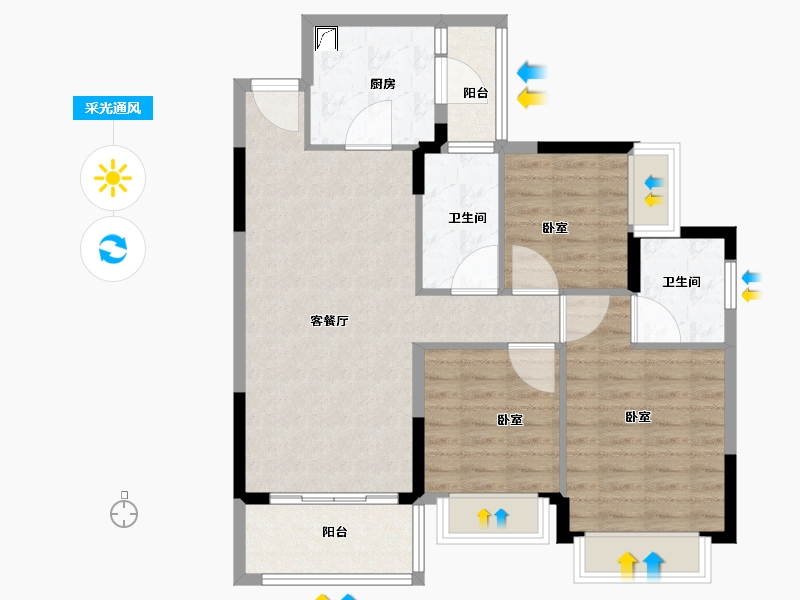 广东省-阳江市-阳西恒大悦龙台-85.00-户型库-采光通风