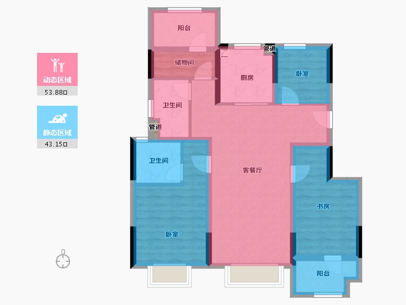 浙江省-宁波市-万科蔚蓝城市-85.49-户型库-动静分区