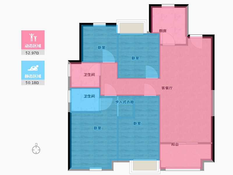 浙江省-嘉兴市-世茂璀璨时代-94.00-户型库-动静分区