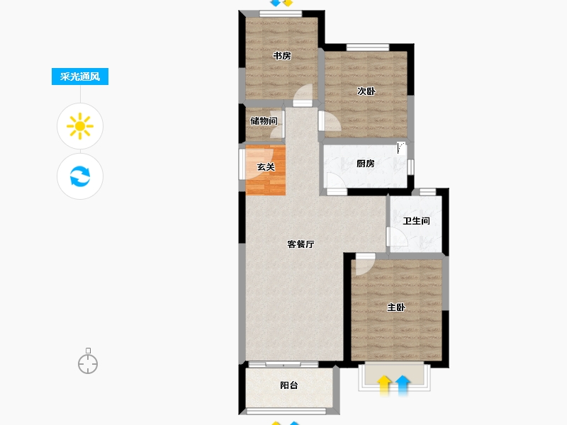 山东省-泰安市-华润置地万象府-78.00-户型库-采光通风