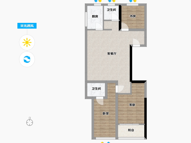 浙江省-嘉兴市-龙湖天宸原著-71.01-户型库-采光通风