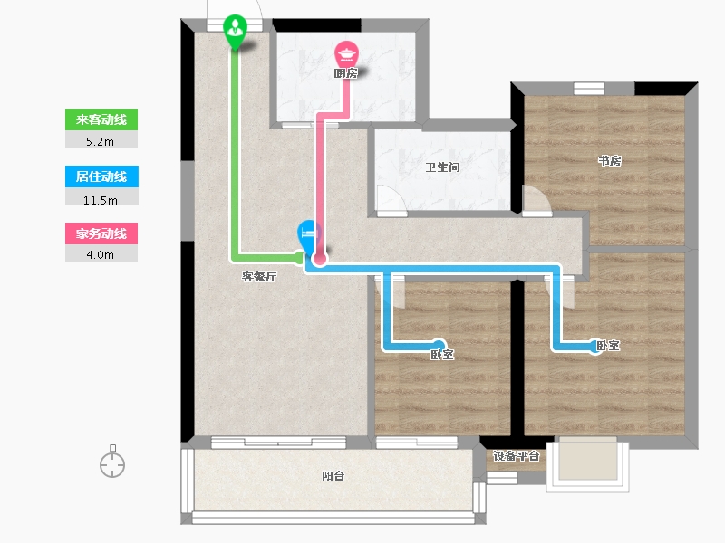 浙江省-嘉兴市-融信澜庭启杭-70.99-户型库-动静线