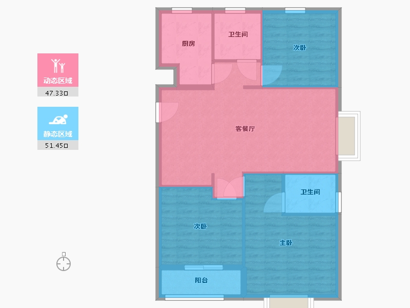 山东省-烟台市-丰金广场-90.00-户型库-动静分区