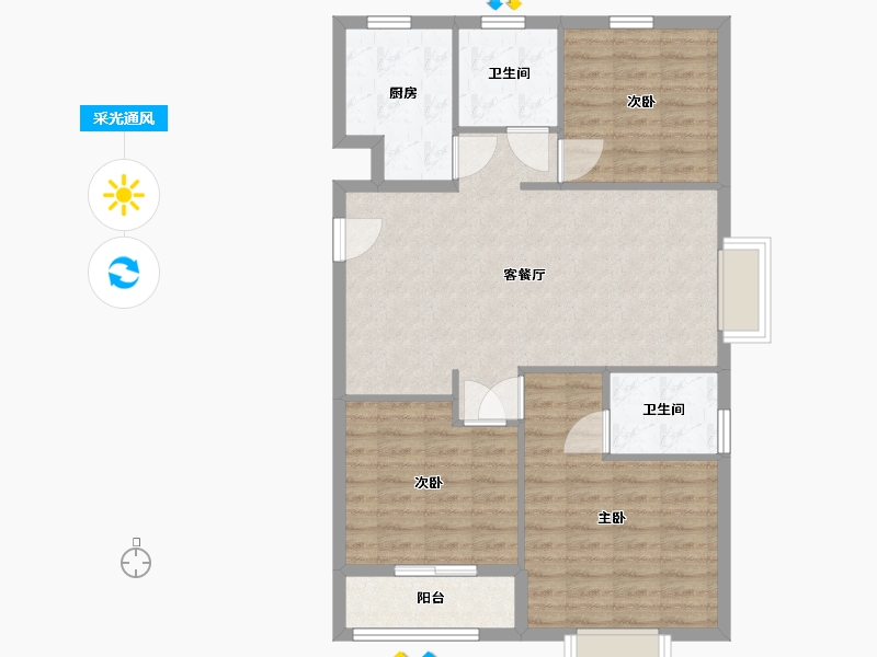 山东省-烟台市-丰金广场-90.00-户型库-采光通风