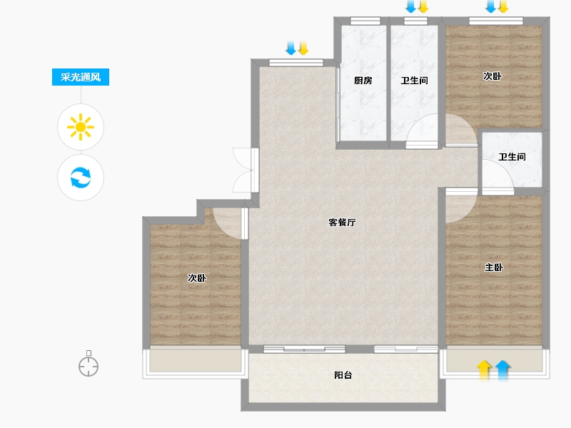 山东省-潍坊市-中房爱悦城鸿府-114.00-户型库-采光通风