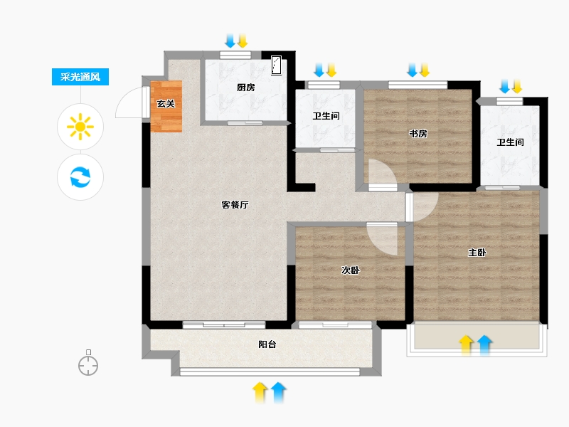 山东省-泰安市-锦艺·誉峯-90.01-户型库-采光通风