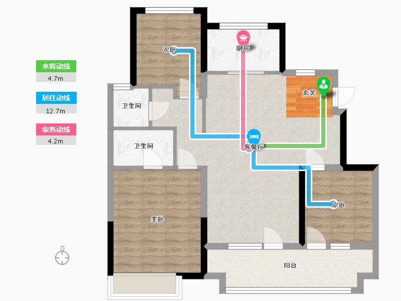 山东省-青岛市-蔚蓝天地-89.48-户型库-动静线