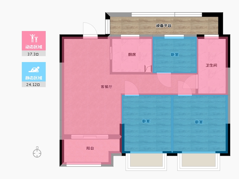 浙江省-嘉兴市-鸿翔·东辰名邸-60.84-户型库-动静分区