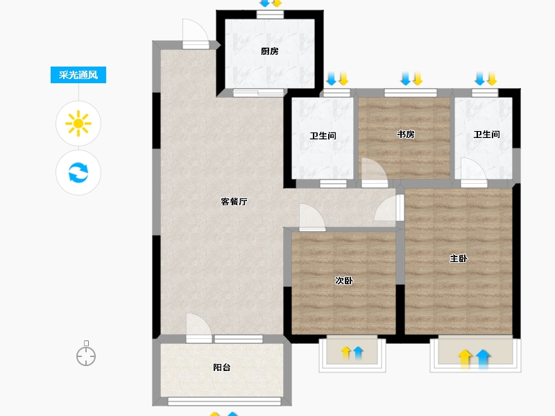 山东省-青岛市-天一仁和珑樾海-80.80-户型库-采光通风