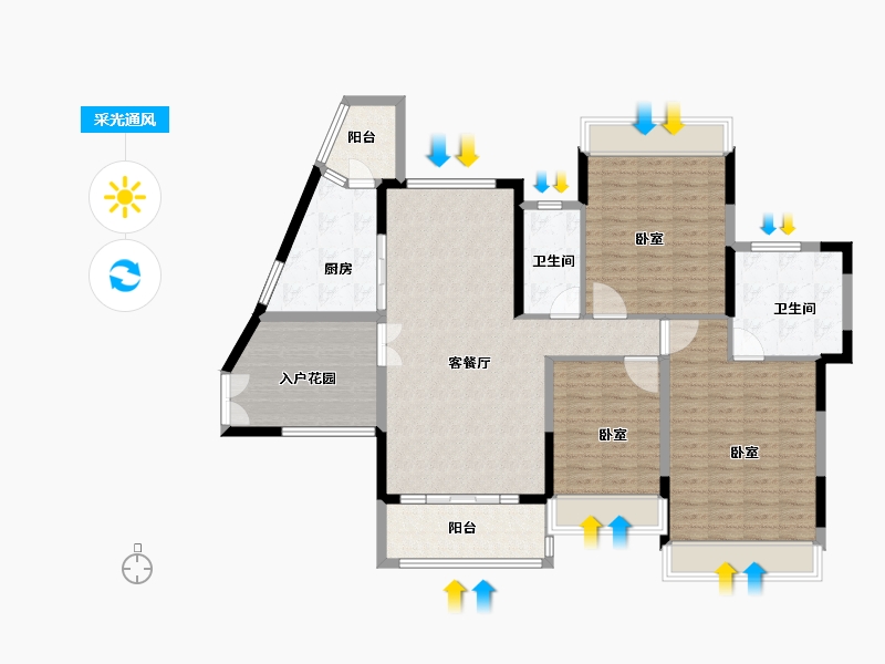 广东省-佛山市-泷景花园-130.00-户型库-采光通风