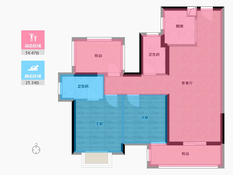 广西壮族自治区-南宁市-龙光玖誉湾-72.59-户型库-动静分区